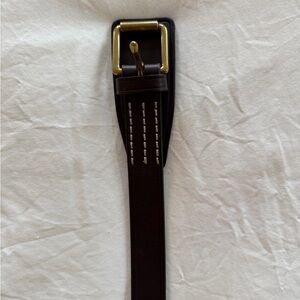 Ralph Lauren Brown Leather Belt with Gold Buckle